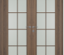 Avon 8 Lite Vetro Pecan Nutwood Modern Interior Double Swing Doors by Belldinni