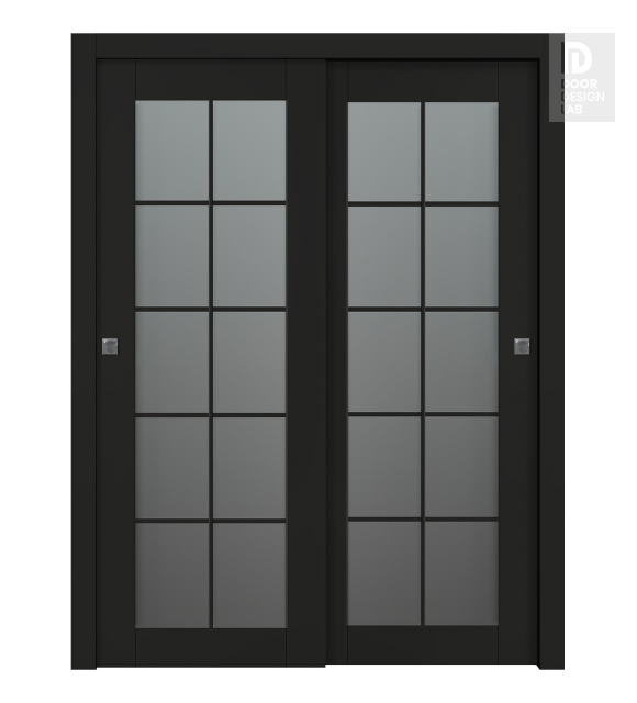 Avon 10 Lite Vetro Black Matte Modern Interior Bypass Doors by Belldinni