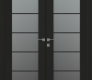 Avon 5 Lite Vetro Black Matte Modern Interior Double Swing Doors by Belldinni