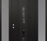 Modern Steel Front Door DIAMOND A6 68" X 96" BLACK/BLACK MIRRORED GLASS PANEL BLACK RHI WITH 2 SIDELITES AND TRANSOM FROSTED GLASS