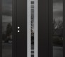 Modern Steel Front Door DIAMOND A4 64" X 80" BLACK/BLACK MIRRORED GLASS PANEL STAINLESS STEEL RHI WITH 2 SIDELITES MIRRORED GLASS