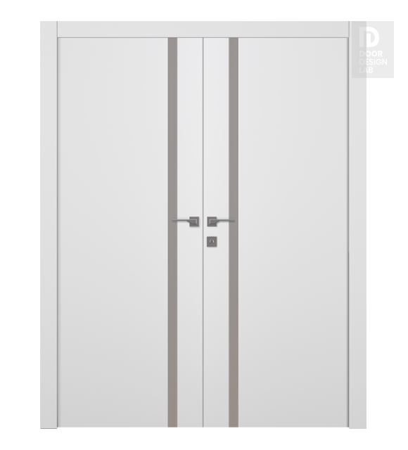 Smart Pro 208 Vetro Polar White Modern Interior Double Swing Doors by Belldinni