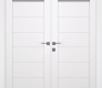 Perla Vetro Snow White Modern Interior Double Swing Doors by Belldinni