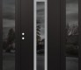 Modern Steel Front Door DIAMOND A1 64" X 80" BLACK/BLACK MIRRORED GLASS PANEL STAINLESS STEEL RHI WITH 2 SIDELITES MIRRORED GLASS