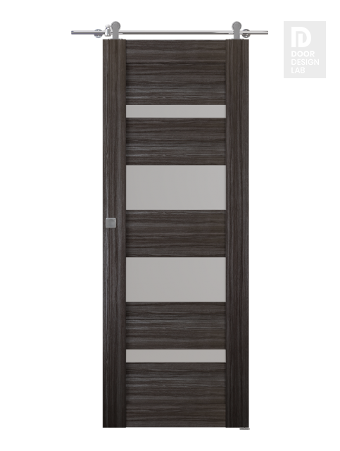 Mirella Vetro Gray Oak Modern Interior Barn Door by Belldinni