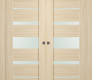 Avon 07-03 Vetro Loire Ash Modern Interior Double Pocket Doors by Belldinni