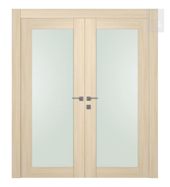 Avon 207 Vetro Loire Ash Modern Interior Double Swing Doors by Belldinni