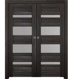 Mirella Vetro Gray Oak Double pocket doors