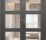 Avon 3 Lite Clear Vetro Gray Matte Modern Interior Double Swing Doors by Belldinni