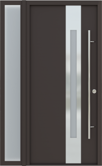MODERN FRONT STEEL DOOR ZEPHYR BROWN/WHITE 49 1/4" X 81 11/16" LHI + SIDELITE LEFT