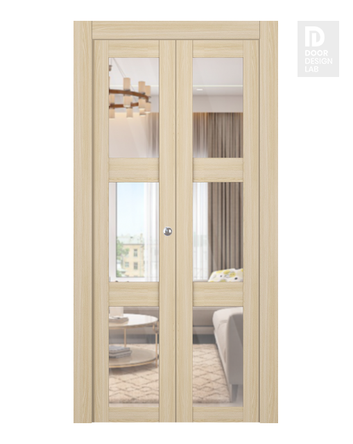 Avon 3 Lite Clear Vetro Loire Ash Modern Interior Bifold Doors by Belldinni