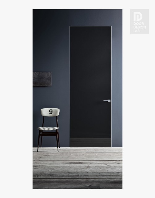 Space Reverse Black Glass Modern Interior Door by Belldinni