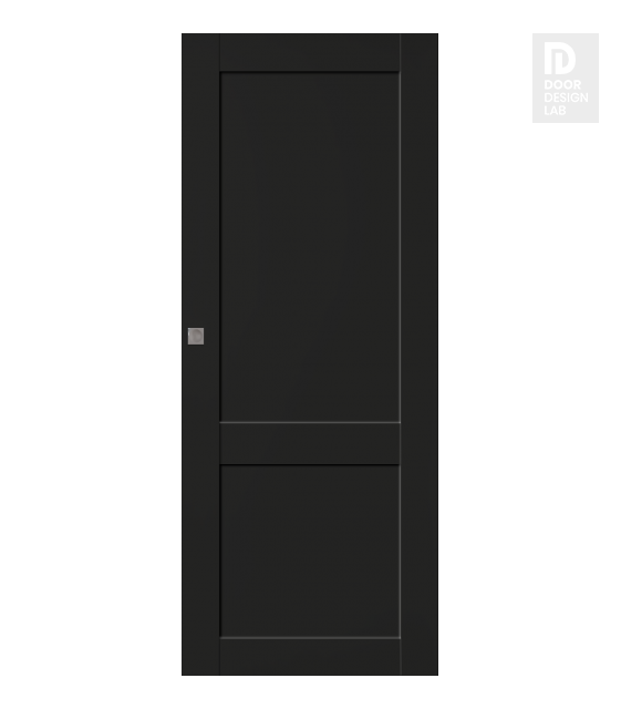 Shaker 2 Panel Black Matte Modern Interior Hidden Barn Door by Belldinni