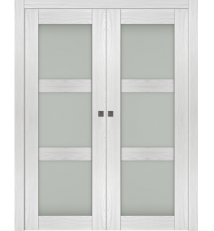 Avon 3 Lite Vetro Ribeira Ash Double pocket doors