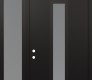 Modern Steel Front Door DIAMOND A1 48" X 96" BLACK/WHITE FROSTED GLASS PANEL BLACK RHI WITH SIDELITE AND TRANSOM FROSTED GLASS