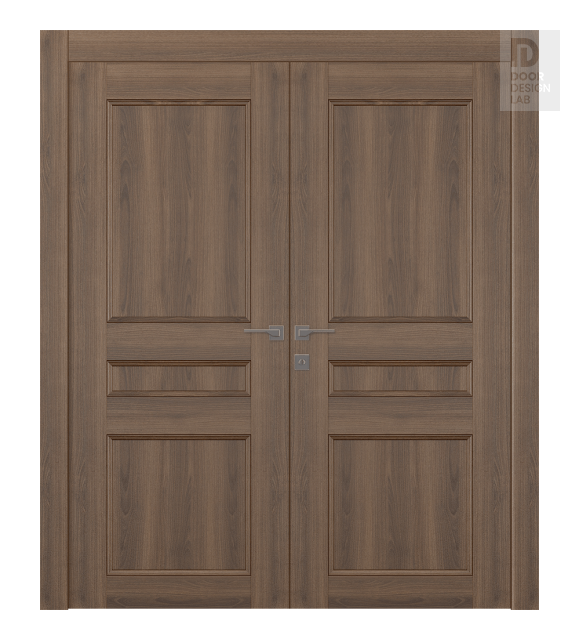 Oxford Uno 07 2R Pecan Nutwood Modern Interior Double Swing Doors by Belldinni