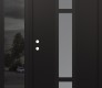 Modern Steel Front Door DIAMOND A9 50" X 80" BLACK/WHITE FROSTED GLASS PANEL BLACK RHI WITH SIDELITE MIRRORED GLASS