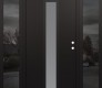 Modern Steel Front Door DIAMOND A1 60" X 80" BLACK/WHITE FROSTED GLASS PANEL BLACK LHI WITH 2 SIDELITES MIRRORED GLASS