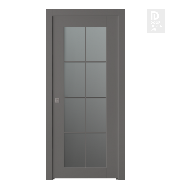 Avon 8 Lite Vetro Gray Matte Modern Interior Pocket Door by Belldinni