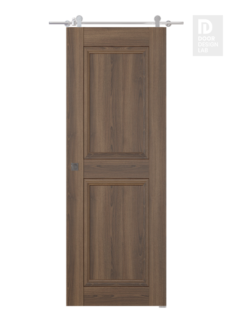 Oxford Duo 07 Rn Pecan Nutwood Modern Interior Barn Door by Belldinni
