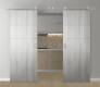 DOUBLE BARN DOOR OPTIMA 4H RIBEIRA ASH 60" X 84" X 1 3/4" SOLID CORE STAINLESS STEEL HARDWARE