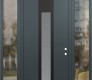 Modern Steel Front Door DIAMOND A1 64" X 96" ANTHRACITE/ANTHRACITE FROSTED GLASS PANEL BLACK LHI WITH 2 SIDELITES AND TRANSOM CLEAR GLASS