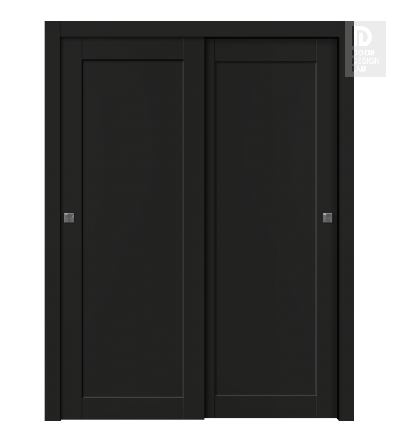 Shaker 1 Panel Black Matte Modern Interior Bypass Doors by Belldinni