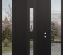 DIAMOND A6 60" X 96" BLACK/BLACK CLEAR GLASS PANEL BLACK RHI WITH 2 SIDELITES AND TRANSOM CLEAR GLASS