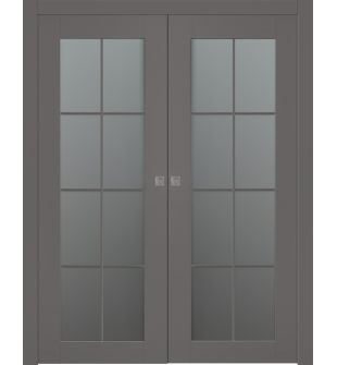 Avon 8 Lite Vetro Gray Matte Double pocket doors
