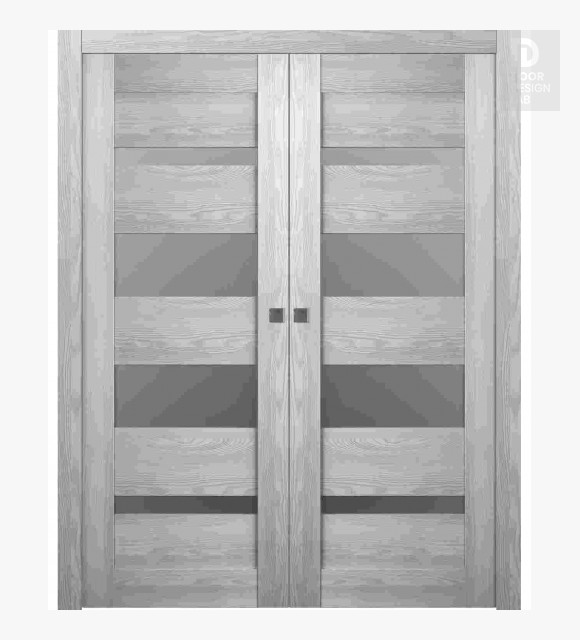 Avon 07-01 Vetro Ribeira Ash Modern Interior Double Pocket Doors by Belldinni