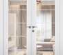 Smart Pro 5 Lite Clear Vetro Polar White Modern Interior Double Swing Doors by Belldinni