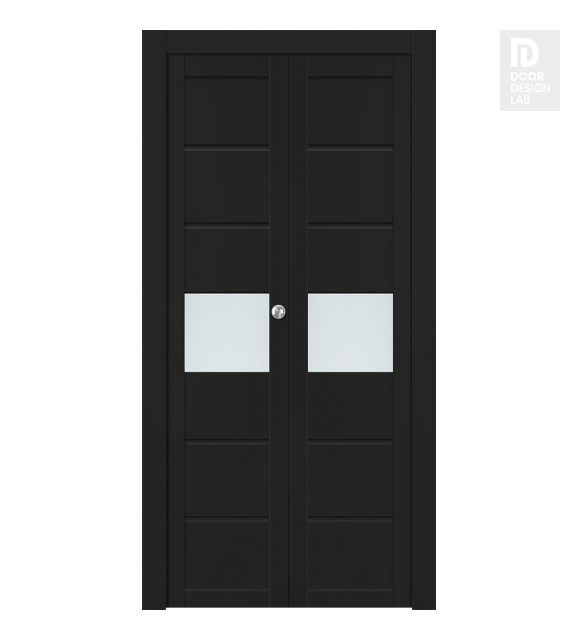 Edna Vetro Black Matte Modern Interior Bifold Doors by Belldinni