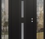 Modern Steel Front Door DIAMOND A6 68" X 80" BLACK/WHITE FROSTED GLASS PANEL BLACK LHI WITH 2 SIDELITES CLEAR GLASS