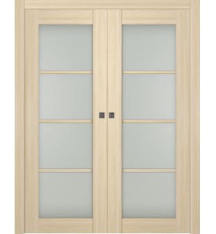 Avon 4 Lite Vetro Loire Ash Double pocket doors