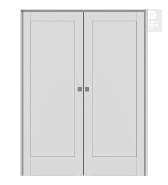 Shaker 1 Panel Primed Modern Interior Double Pocket Doors by Belldinni