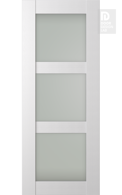 Modern Interior DOOR SLAB PALLADIO 3 LITE VETRO BIANCO NOBLE 18" X 84" X 1 9/16" TEMPERED FROSTED GLASS