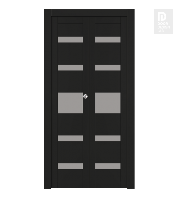 Avon 07-05 Vetro Black Matte Modern Interior Bifold Doors by Belldinni