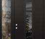 Modern Steel Front Door DIAMOND A9 50" X 96" BLACK/BLACK MIRRORED GLASS PANEL BLACK RHI WITH SIDELITE AND TRANSOM CLEAR GLASS