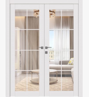 Smart Pro 8 Lite Clear Vetro Polar White Double doors