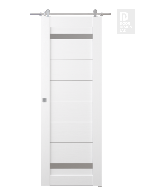 Perla Vetro Bianco Noble Modern Interior Barn Door by Belldinni