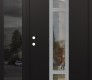 Modern Steel Front Door DIAMOND A9 52" X 80" BLACK/BLACK CLEAR GLASS PANEL STAINLESS STEEL RHI WITH SIDELITE MIRRORED GLASS