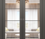Avon 4 Lite Clear Vetro Gray Matte Modern Interior Double Pocket Doors by Belldinni