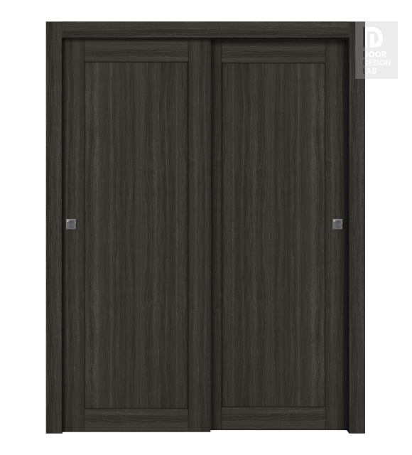 Shaker 1 Panel Gray Oak Modern Interior Bypass Doors by Belldinni