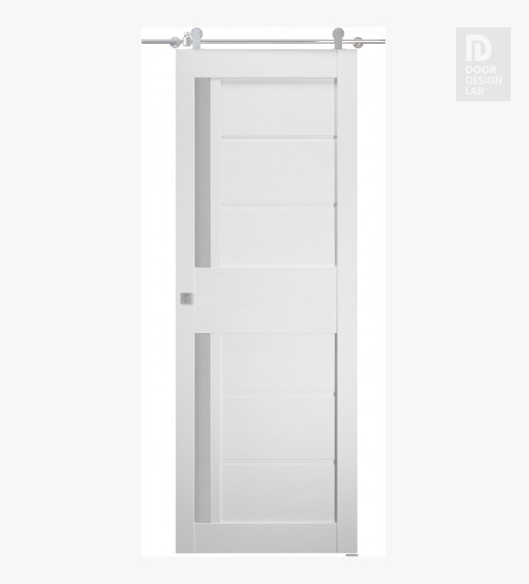Esta Vetro Bianco Noble Modern Interior Barn Door by Belldinni
