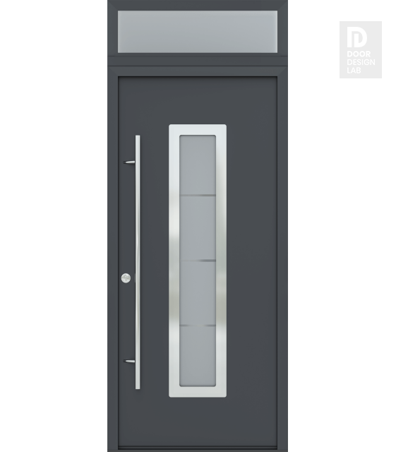 MODERN FRONT STEEL DOOR ARGOS ANTRACIT/WHITE 37 7/16" X 95 11/16" RHI + TRANSOM