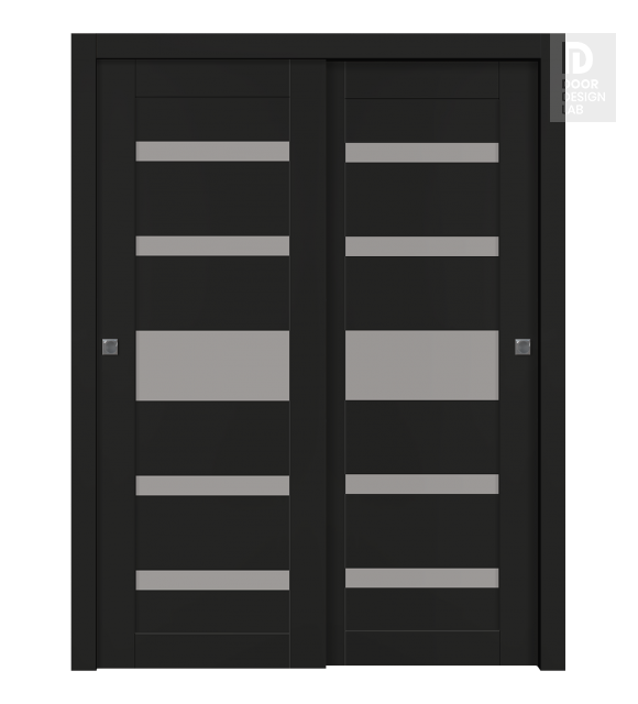 Avon 07-05 Vetro Black Matte Modern Interior Bypass Doors by Belldinni