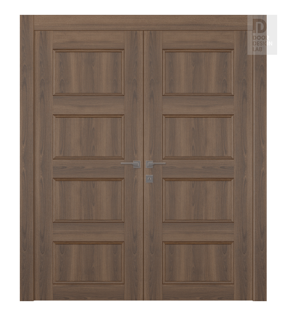 Oxford Uno 07 3R Pecan Nutwood Modern Interior Double Swing Doors by Belldinni