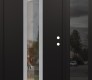 Modern Steel Front Door DIAMOND A1 52" X 80" BLACK/BLACK CLEAR GLASS PANEL STAINLESS STEEL LHI WITH SIDELITE MIRRORED GLASS