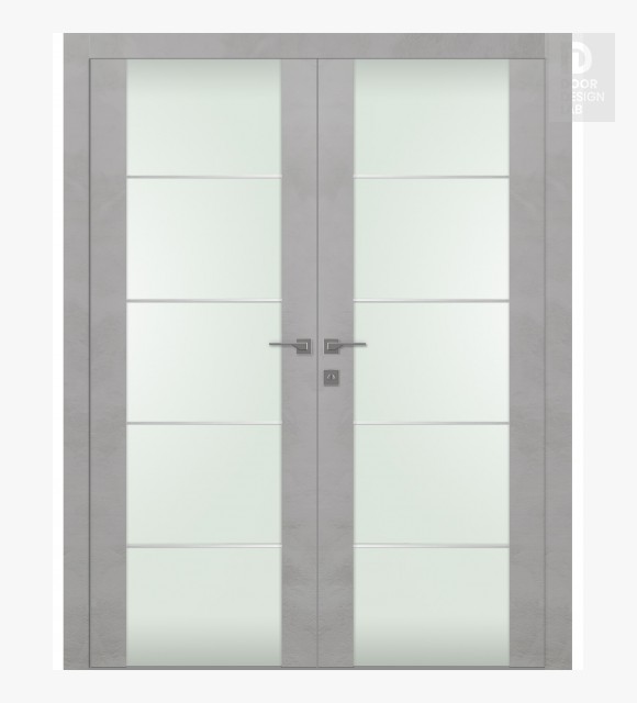 Avon 202 4H Vetro Light Urban Modern Interior Double Swing Doors by Belldinni