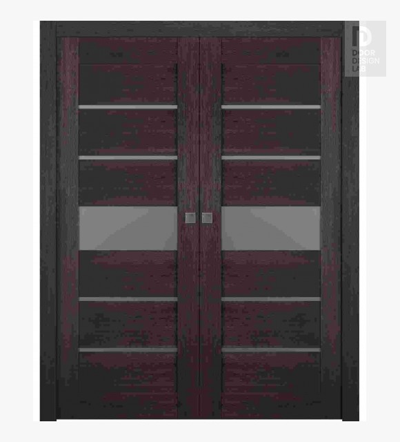 Avon 07-06 Vetro Veralinga Oak Modern Interior Double Pocket Doors by Belldinni